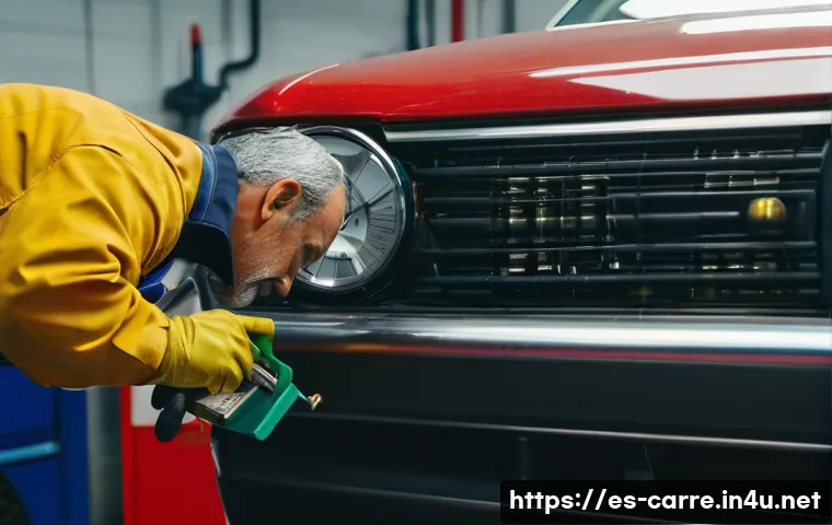 자동차정비 실무 기술 팁 - A detailed scene showing a Spanish-speaking mechanic&rsquo;s garage focused on preventive car maintenance:...