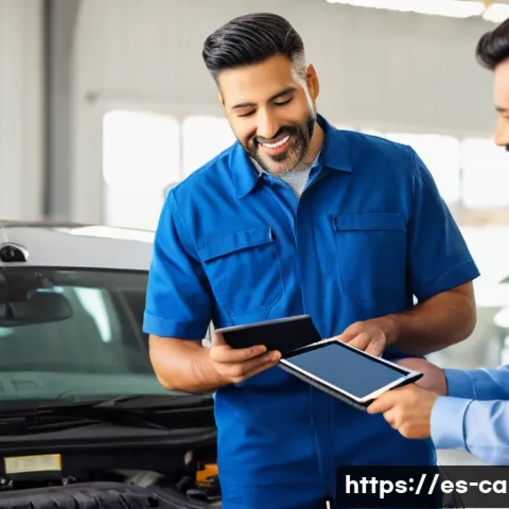 자동차정비 실무에서 발생하는 고객 불만 사례 - A professional auto repair technician explaining car maintenance details clearly to a middle-aged Hi...