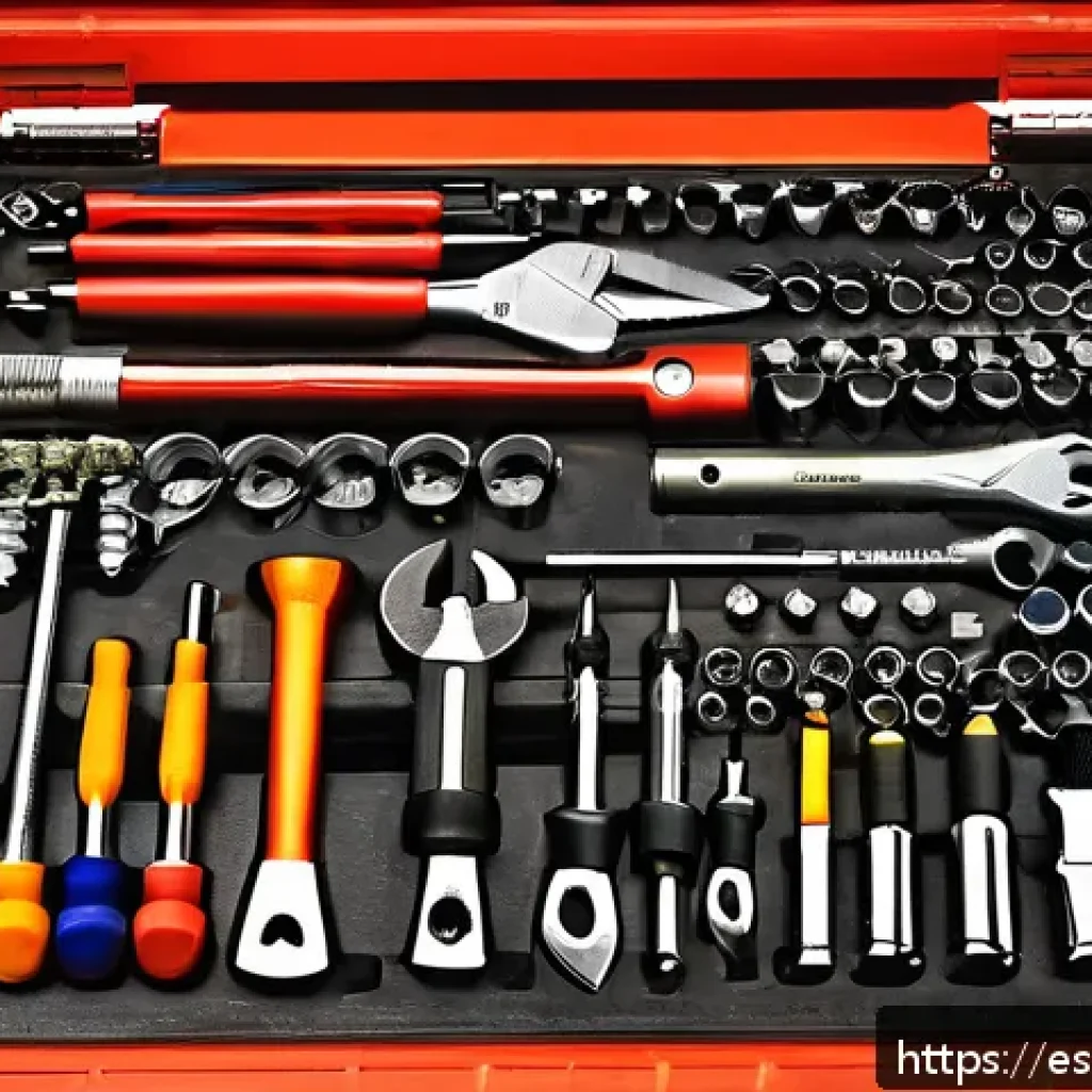 자동차정비 실기시험 전날 준비사항 - A detailed, realistic image of a well-organized mechanic&rsquo;s toolkit laid out neatly on a workbench, s...